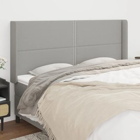 Testiera Ad Orecchio Grigio Chiaro 203x16x118/128 Cm İn Tessuto /