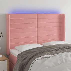 Testiera A Led Rosa 147x16x118/128 Cm İn Velluto /