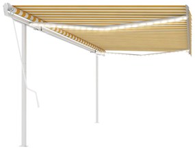 Tenda Automatica Con Sensore Vento Led 5x3,5 M Gialla E Bianca /