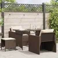 Set Divano da Giardino 4 pz con Cuscini Marrone in Polyrattan 366360