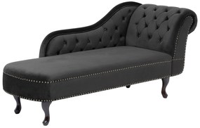 Chaise longue destra in velluto nero NIMES Beliani