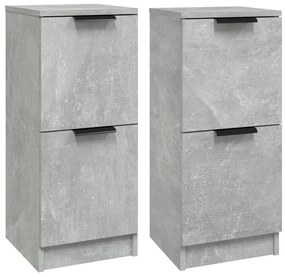 Credenze 2 pz grigio cemento 30x30x70 cm in legno multistrato