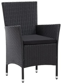 Set da pranzo per giardino 9 pz in polyrattan nero