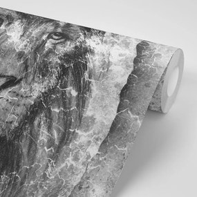 Carta da parati – Volto di leone in bianco e nero