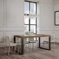 Tavolo da Pranzo Tecno Allungabile 90x130 Allungato 234 in Nobilitato e Ferro Colore: Noce