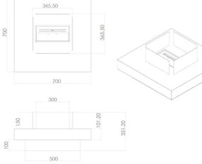 Camino a bioetanolo da terra per interno esterno Panarea Bianco 70x70x35