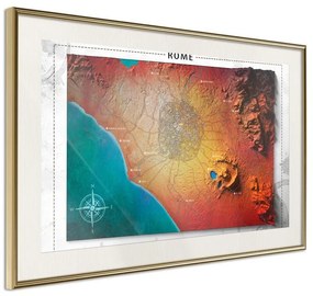 Poster  Raised Relief Map: Rome  Cornice Quadri Cornice d'oro con passe-partout, Larghezza x Altezza Home decor 60x40