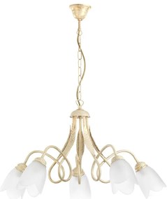 Lampadario Country charm Lampadario DOPPIO GIRO5 - E14 Bianco beige paralume bianco 5x E14 Ø75cm