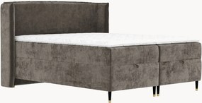 Letto boxspring in ciniglia fatto a mano con contenitore Monpelli, H4