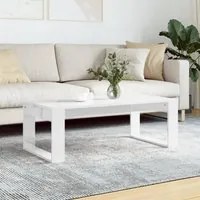 Tavolino da Salotto Bianco Lucido 102x50x35cm Legno Multistratocod mxl 96139