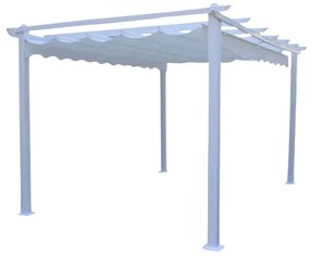 Pergola 3x3 da Giardino Esterno con Telo in Poliestere 180 g/mq Scorrevole, Struttura in Acciaio - 300x300 Bianco