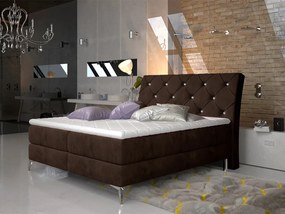 Letto matrimoniale boxspring Positano - 160 x 200 cm , Tessuto marrone