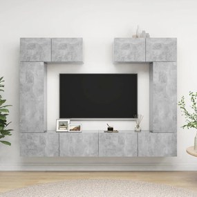 Set Di Mobili Porta Tv 6 Pz Grigio Cemento İn Legno Multistrato /