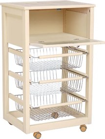 Carrello in legno portapane con cesti portafrutta LANDHELL Avorio