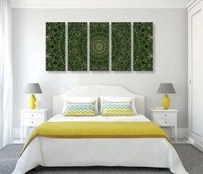 Quadri 5 pezzi – Mandala decorativo dettagliato in verde