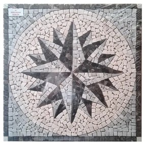 Rosone Per Pavimenti 66x66 In Mosaico Di Marmo Su Rete Rosa Grigio
