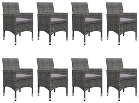 Set Mobili da Pranzo da Giardino 9 pz Polyrattan Acacia Grigio