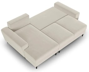 Divano angolare beige allungabile e con contenitore (con penisola a sinistra/con chaise lounge) con rivestimento in velluto Kyoto – Cosmopolitan Design