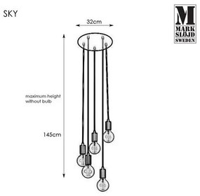 Markslöjd 107467 - Lampadario a sospensione con filo SKY 5xE27/60W/230V