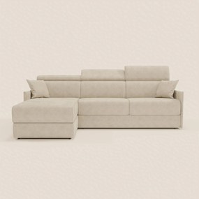 Miryam divano letto angolare compatto - poggiatesta reclinabili e penisola contenitore in tessuto smacchiabile T31