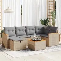 Set Divani da Giardino 7 pz con Cuscini Beige in Polyrattan 3325923