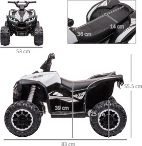 Quad Elettrico per Bambini 12V Ruote Larghe con Sospensioni e Fari LED Bianco...