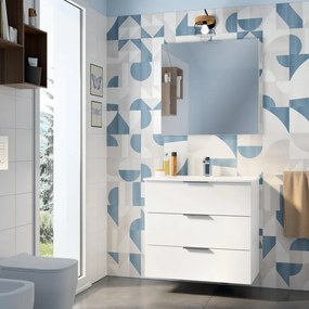 Mobile da bagno sotto lavabo SENSEA Jnka bianco lucido lucido L 80 x H 72 x P 45 cm 3 cassetti, lavabo non incluso