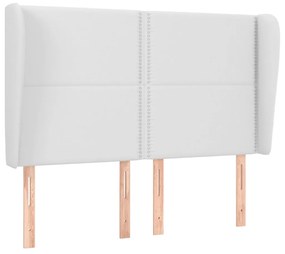 Testiera ad orecchio bianca 147x23x118/128 cm in similpelle