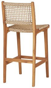 Sgabello da bar di colore naturale in teak massiccio (altezza della seduta 60 cm) Derby – House Nordic