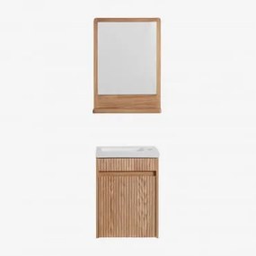 Set Mobili Da Bagno In Frassino Con Lavabo Integrato Narek Marrone Frassino & Rectangular Madera (50x70 Cm) Mazure & Senza Rubinetto - Sklum