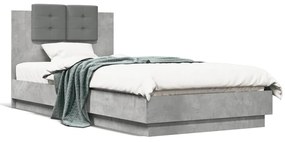 Giroletto Con Testiera E Led Grigio Cemento 90x200 Cm /