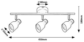Rabalux 73049 - Faretto LILOU 3xGU10/25W/230V