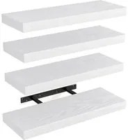 Kit 4 Mensole da Parete con gancio 40x14 H 3 cm Legno MDF Bianco