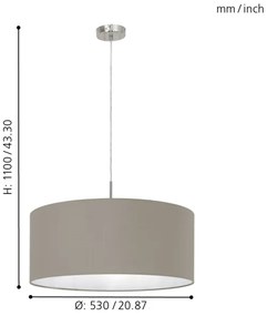 Eglo 31576 - Lampadario a sospensione con filo PASTERI 1xE27/60W/230V