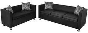 Set Divani A 3 E A 2 Posti İn Similpelle Nero /