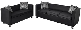 Set Divani A 3 E A 2 Posti İn Similpelle Nero /