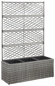 Letto Rialzato A Traliccio 3 Vasi 83x30x130cm Polyrattan Grigio /