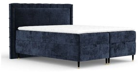 Letto boxspring blu scuro con spazio contenitivo 180x200 cm Voyage - Maison de Rêve