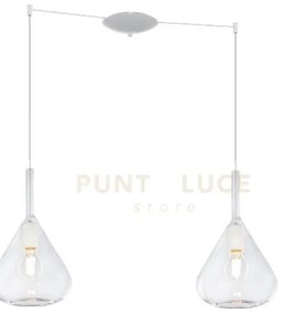 Sospensione bianco 2 luci spostabile vetri trasparente 1177bi-s2 s-tr