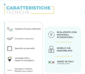 Mobile bagno sospeso 120 cm Smart grigio legno/lava con specchio