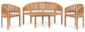 Set Salotto da Giardino 4 pz Design Curvo in Massello di Teak