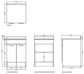 Colavene mobile bagno 60x60 a due ante con ripiano interno bianco lucido