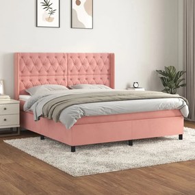 Giroletto A Molle Con Materasso Rosa 160x200 Cm İn Velluto /