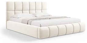 Letto matrimoniale imbottito color crema in velluto con contenitore con rete inclusa 180x200 cm Bellis – Micadoni