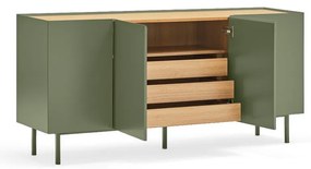 Cassettiera bassa in rovere decorato in colore verde-naturale 165x78 cm Arista - Teulat