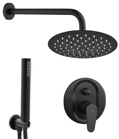 Set doccia incasso Lizzy nero opaco con soffione 25 cm e kit doccino