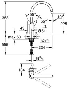 GROHE 31494001 - Miscelatore per lavello GET, cromo lucido