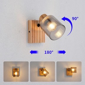 Brilagi - Faretto da parete HYGGE 1xE14/15W/230V legno di Hevea/fumé