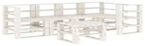 Set Salotto da Giardino 6 pz su Pallet in Legno Bianco