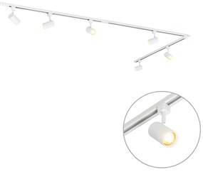 Sistema di illuminazione su binario moderno con 6 faretti bianchi monofase 300 cm - Iconic Jeana